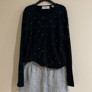[Marisa Christina] Vintage Multi Color Polka Dot Black Cardigan Size S